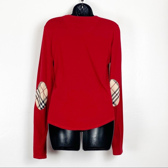 Burberry Tops - Burberry Nova Check Elbow Patch Long Sleeve Top M